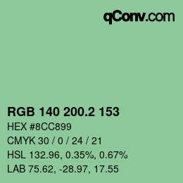 カラーコード: RGB 140 200.2 153 | qconv.com