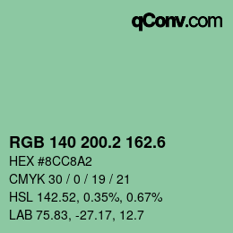カラーコード: RGB 140 200.2 162.6 | qconv.com