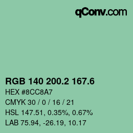 カラーコード: RGB 140 200.2 167.6 | qconv.com