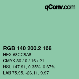 カラーコード: RGB 140 200.2 168 | qconv.com