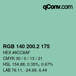 カラーコード: RGB 140 200.2 175 | qconv.com