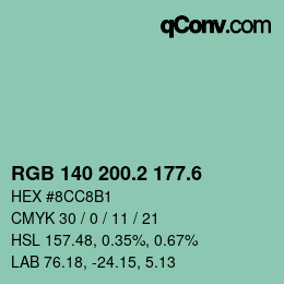 カラーコード: RGB 140 200.2 177.6 | qconv.com