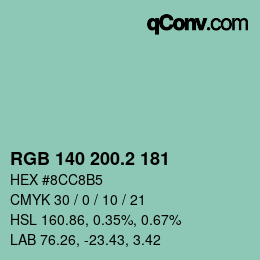 カラーコード: RGB 140 200.2 181 | qconv.com