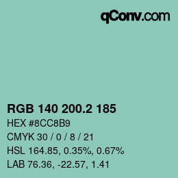 カラーコード: RGB 140 200.2 185 | qconv.com