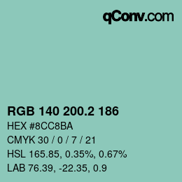 カラーコード: RGB 140 200.2 186 | qconv.com
