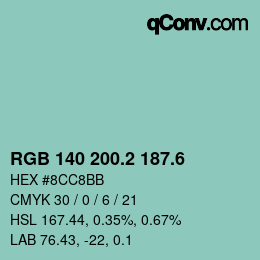 カラーコード: RGB 140 200.2 187.6 | qconv.com