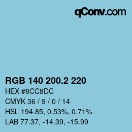 カラーコード: RGB 140 200.2 220 | qconv.com