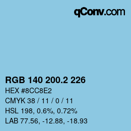カラーコード: RGB 140 200.2 226 | qconv.com