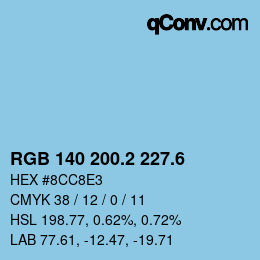 カラーコード: RGB 140 200.2 227.6 | qconv.com