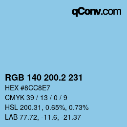 カラーコード: RGB 140 200.2 231 | qconv.com