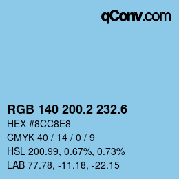 カラーコード: RGB 140 200.2 232.6 | qconv.com