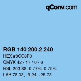 カラーコード: RGB 140 200.2 240 | qconv.com