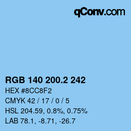 カラーコード: RGB 140 200.2 242 | qconv.com