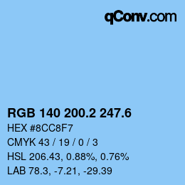 カラーコード: RGB 140 200.2 247.6 | qconv.com