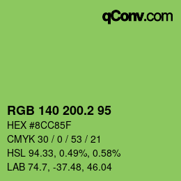 カラーコード: RGB 140 200.2 95 | qconv.com