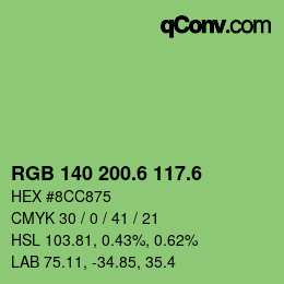 カラーコード: RGB 140 200.6 117.6 | qconv.com