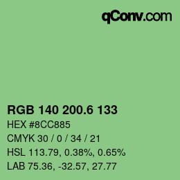 カラーコード: RGB 140 200.6 133 | qconv.com