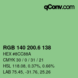 カラーコード: RGB 140 200.6 138 | qconv.com