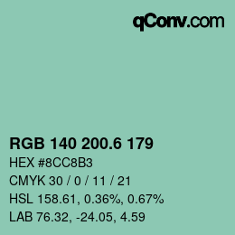 カラーコード: RGB 140 200.6 179 | qconv.com