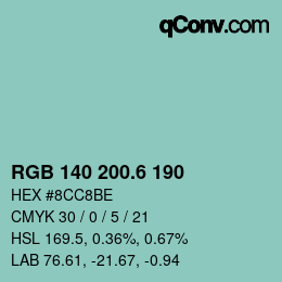 カラーコード: RGB 140 200.6 190 | qconv.com