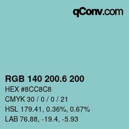 カラーコード: RGB 140 200.6 200 | qconv.com