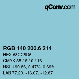 カラーコード: RGB 140 200.6 214 | qconv.com