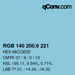 カラーコード: RGB 140 200.6 221 | qconv.com