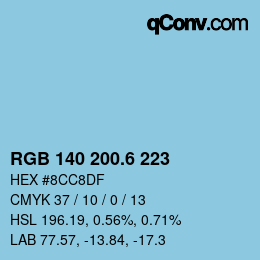 カラーコード: RGB 140 200.6 223 | qconv.com