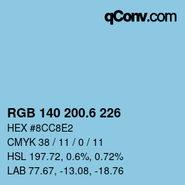 カラーコード: RGB 140 200.6 226 | qconv.com
