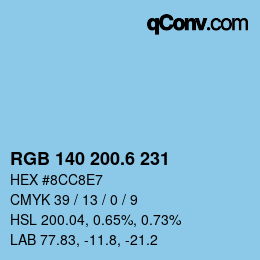 カラーコード: RGB 140 200.6 231 | qconv.com