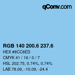 カラーコード: RGB 140 200.6 237.6 | qconv.com