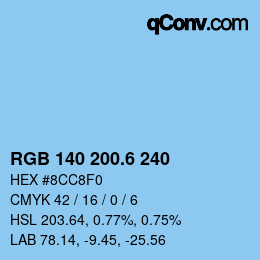 カラーコード: RGB 140 200.6 240 | qconv.com