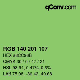 Color code: RGB 140 201 107 | qconv.com