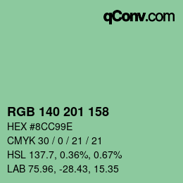 カラーコード: RGB 140 201 158 | qconv.com