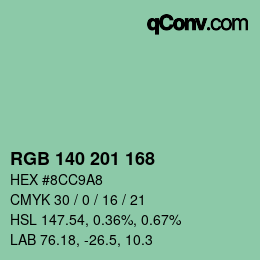 カラーコード: RGB 140 201 168 | qconv.com