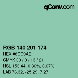Color code: RGB 140 201 174 | qconv.com