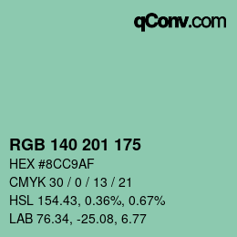 Color code: RGB 140 201 175 | qconv.com