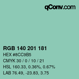 Color code: RGB 140 201 181 | qconv.com