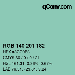 Color code: RGB 140 201 182 | qconv.com