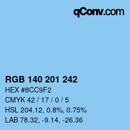 Color code: RGB 140 201 242 | qconv.com