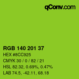 Color code: RGB 140 201 37 | qconv.com