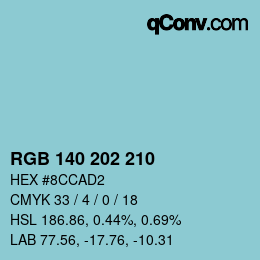カラーコード: RGB 140 202 210 | qconv.com