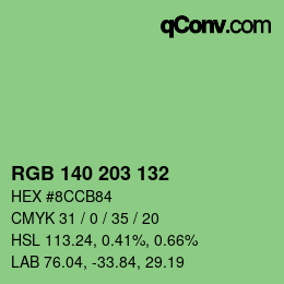 Color code: RGB 140 203 132 | qconv.com