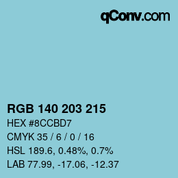 カラーコード: RGB 140 203 215 | qconv.com