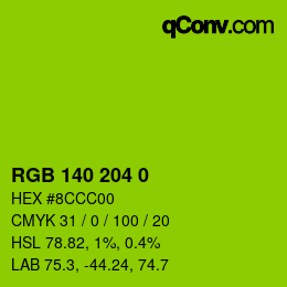 颜色代码: RGB 140 204 0 | qconv.com