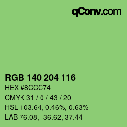 Color code: RGB 140 204 116 | qconv.com