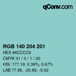 Color code: RGB 140 204 201 | qconv.com