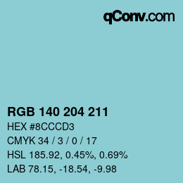 カラーコード: RGB 140 204 211 | qconv.com