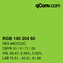カラーコード: RGB 140 204 60 | qconv.com