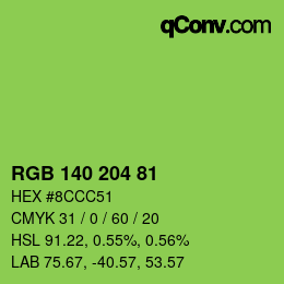 Color code: RGB 140 204 81 | qconv.com